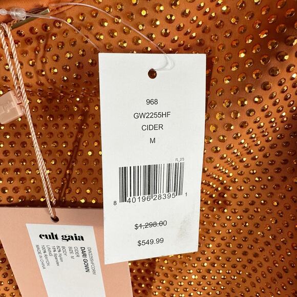 CULT GAIA Dari Metallic Cutout Column Gown Size Medium Cinder - Picture 6 of 12